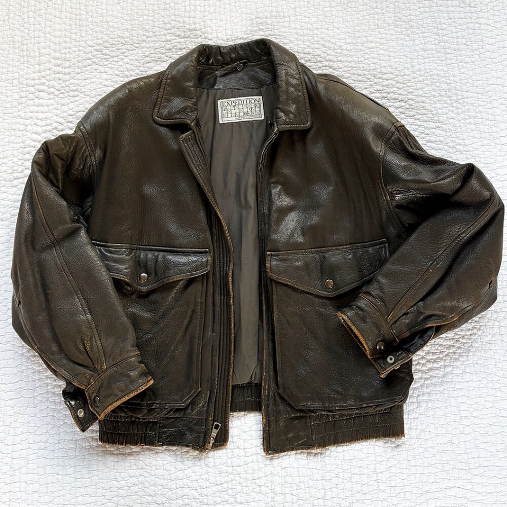 Vintage Expedition By Robert Comstock Leather Bomber Jacket, Men's size 42